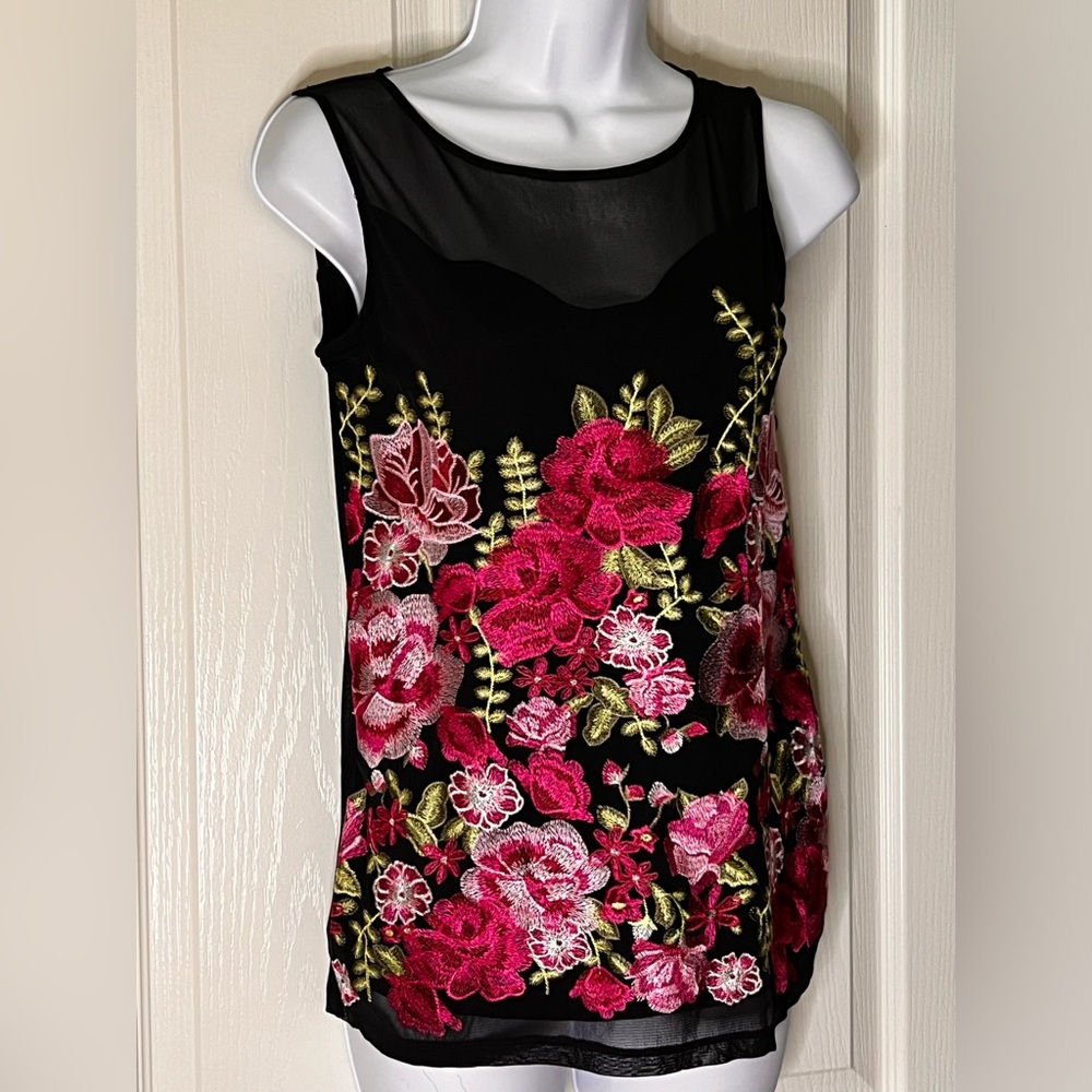 INC Embroidered Flower Top